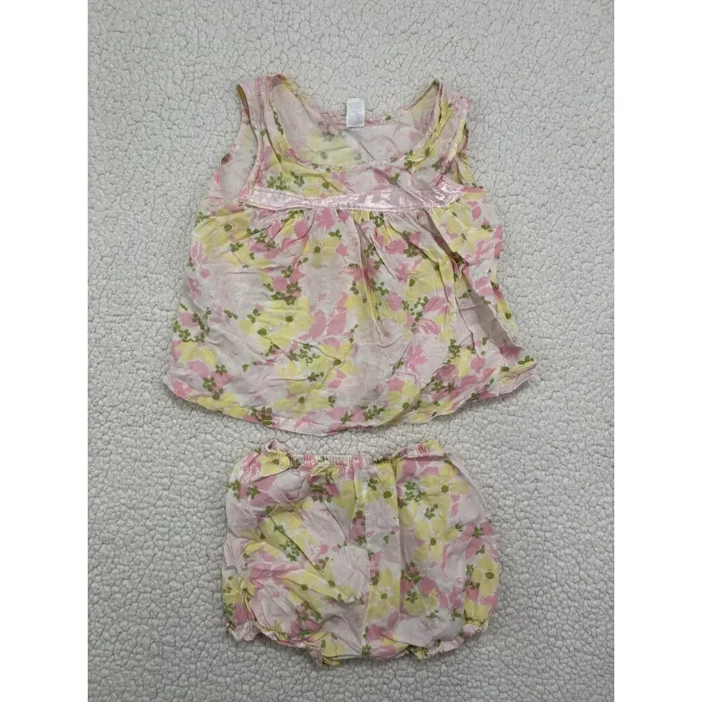 Vintage 60s Girls‎ Sz 6 Cotton Tank Top Bloomers Set Floral Sleepwear Union Made
